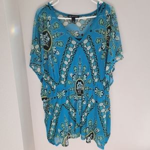 Sheer Flutter Wing Sleeve Tunic Top